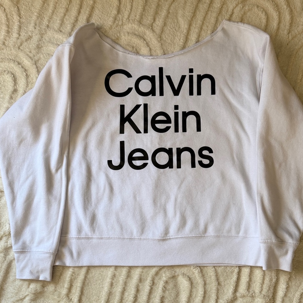 Calvin Klein White Pullover with Black Text